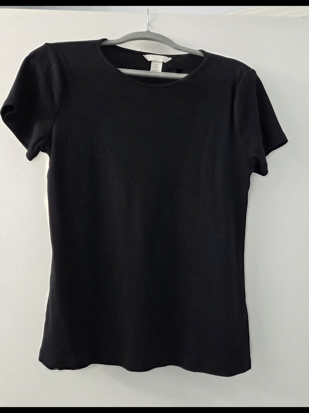 H&M Black Ribbed Short-Sleeve Crewneck Tee - XL